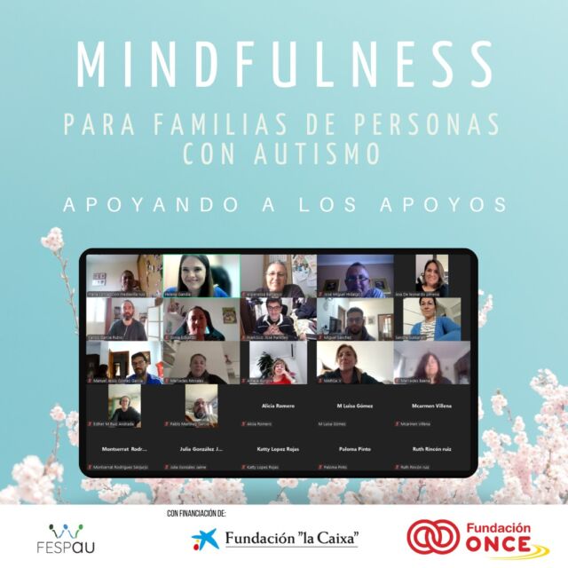 🌟 Comenzamos el Programa Apoyando a los Apoyos para Familias de personas con autismo 🌟

📅 Durante 8 semanas, aprenderemos sobre: 
🧘‍♂️ Qué es Mindfulness y cómo aplicarlo en la vida diaria. 
😌 Cómo gestionar el estrés, reducir la ansiedad y la preocupación. 
🤝 Cómo establecer una relación con uno mismo y los demás con mayor amabilidad y menor (auto)crítica.

🎓 Un lujo poder contar de nuevo con Carlos García Rubio, doctor en psicología clínica y de la salud, y experto en mindfulness en contexto de salud.

🙏 Gracias a la @fundlacaixa y la @fundaciononce por su apoyo al programa.💚
#Mindfulness #autismo #TEA #familiares #regulacionemocional #bienestaremocional #familia #padres #madres #bienestar #diversidad #discapacidad